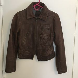 Banana Republic Brown Leather Moto Jacket